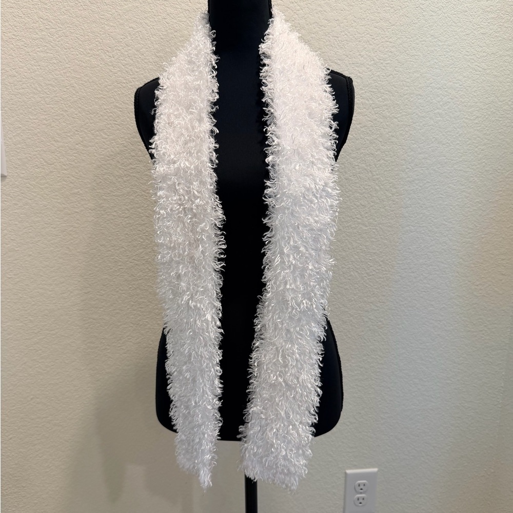 Fluffy White Scarf